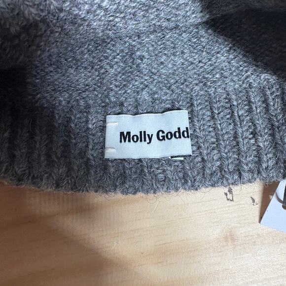 Molly Goddard Mens One Size Mallory Wool Lace Hole Beanie Hat Grey Winter Cap - Picture 5 of 9